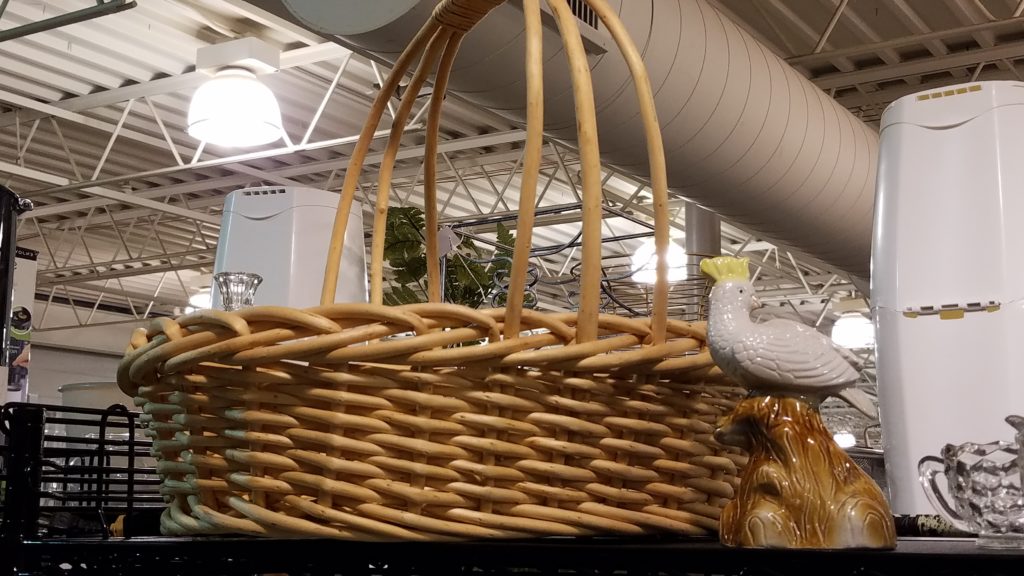 Wicker basket on a shelf