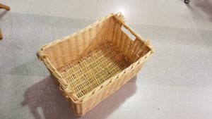Wicker basket on floor