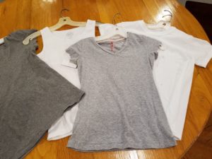 Grey and white t-shirts from Goodwill