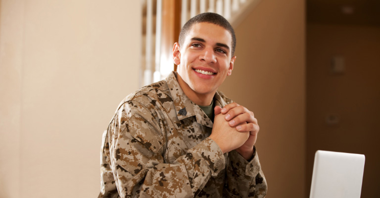 Military member in a wheelchair