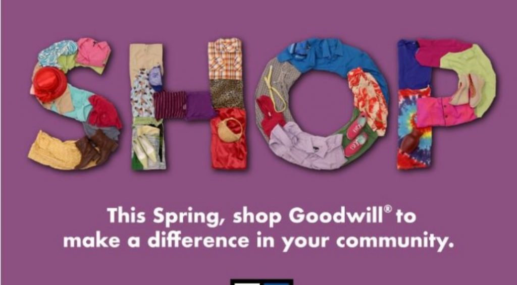 Graphic: SHOP - This Spring, shop Goodwill to make a difference in your community.