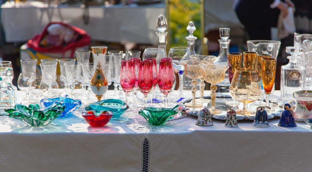 Table of glassware