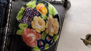 Plate from Goodwill with colorful fruit design