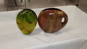 Green and red vases from Ohio Valley Goodwill