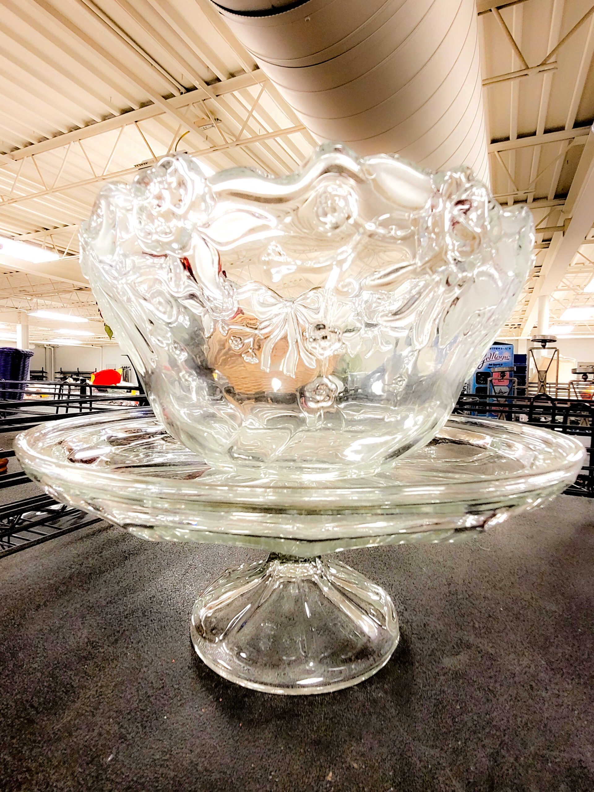 glass punch bowl from Goodwill
