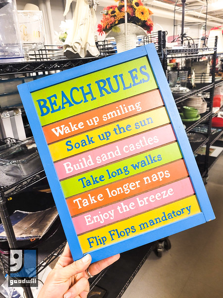 Beach Rules sign from Goodwill