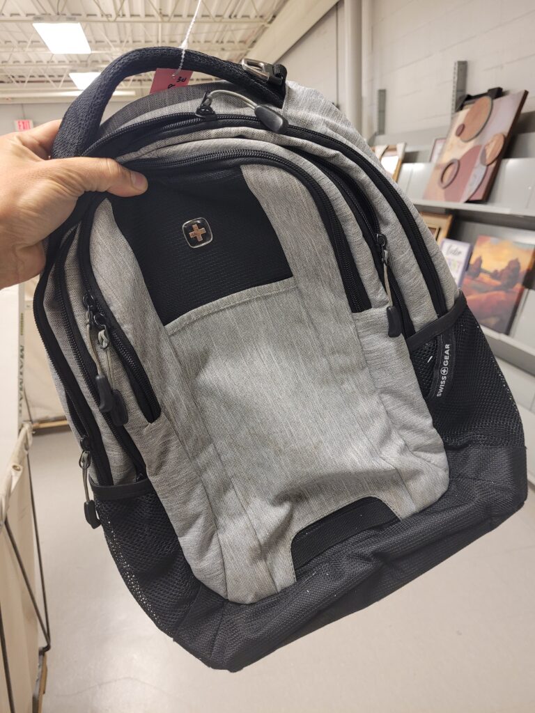 gray backpack from goodwill