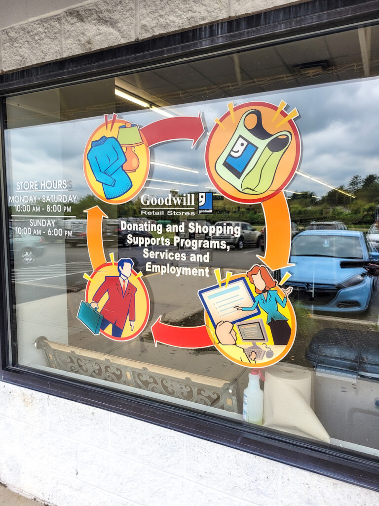 Cycle of success window graphic at Goodwill