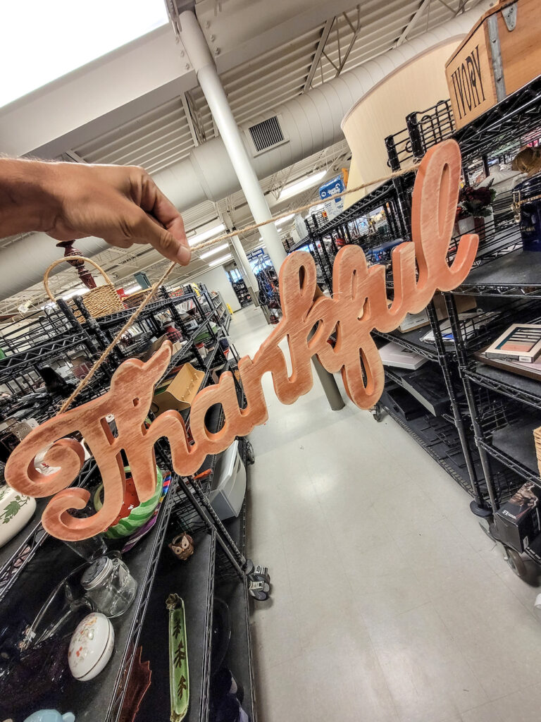 Wood Thankful Sign from Ohio Valley Goodwill