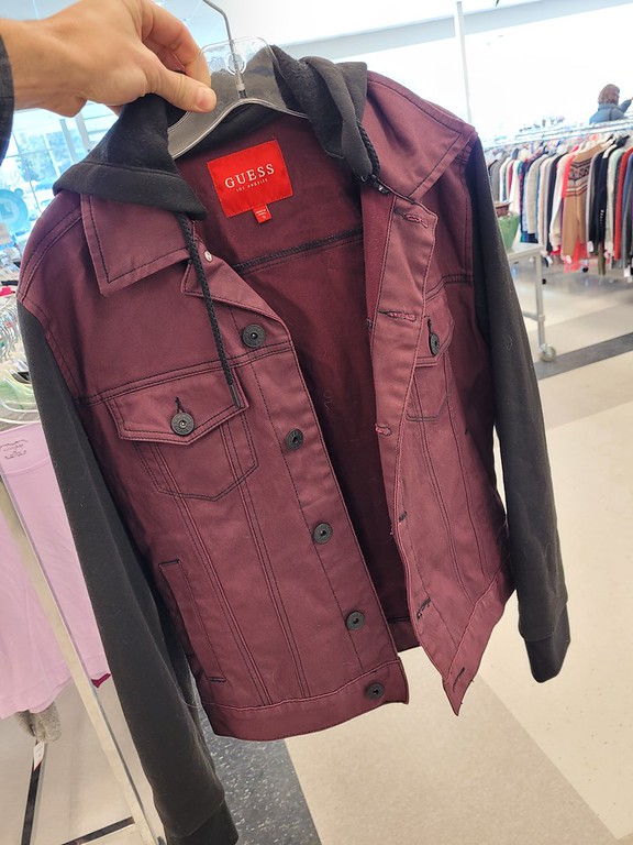 Red leather jacket from Goodwill