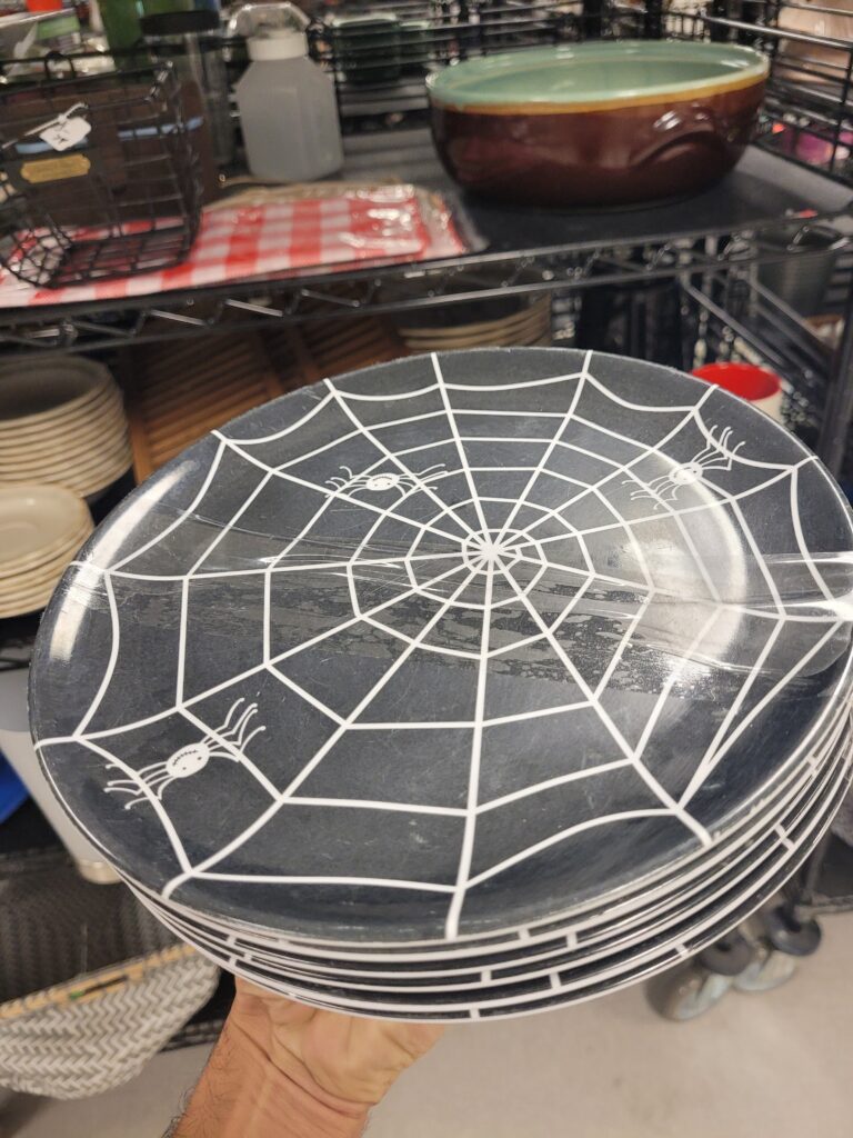 Spider Halloween plates from Goodwill