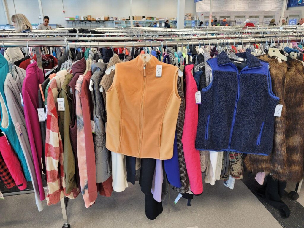 Clothing rack vests from Goodwill