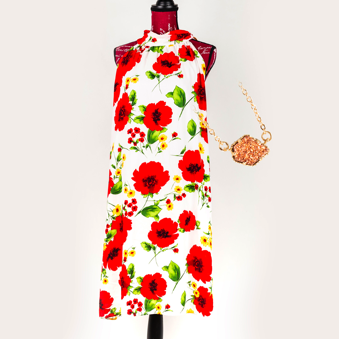 Red and white poppy floral sundress from Goodwill