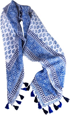 Blue and white scarf from Goodwill