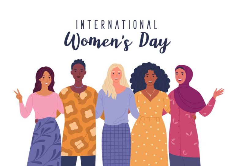 Diverse women celebrating International Women’s Day together