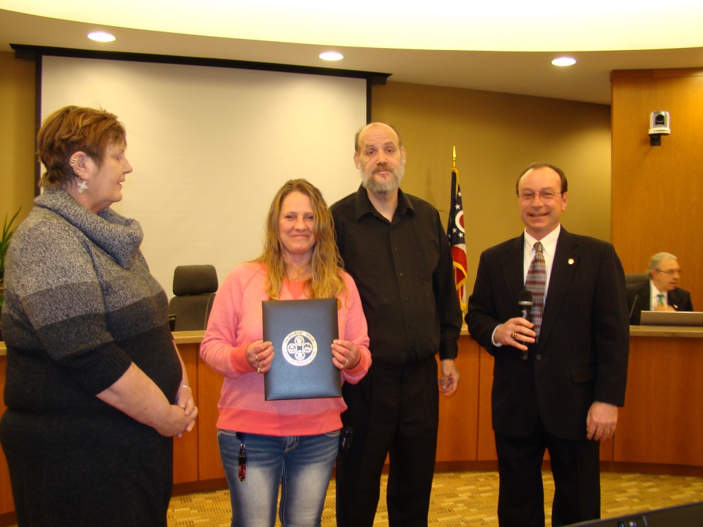 Brenda with Mayor Miller, Jeremy and Mom