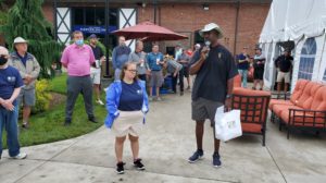 Stephanie with David Fulcher at Golf Outing