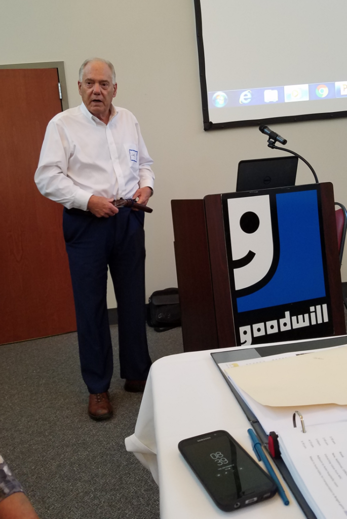 Joe Byrum, Ohio Valley Goodwill President and CEO, welcoming Bean Counters group.