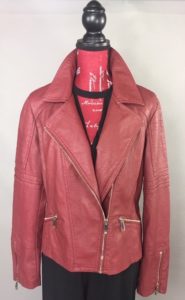 Red leather jacket from Goodwill
