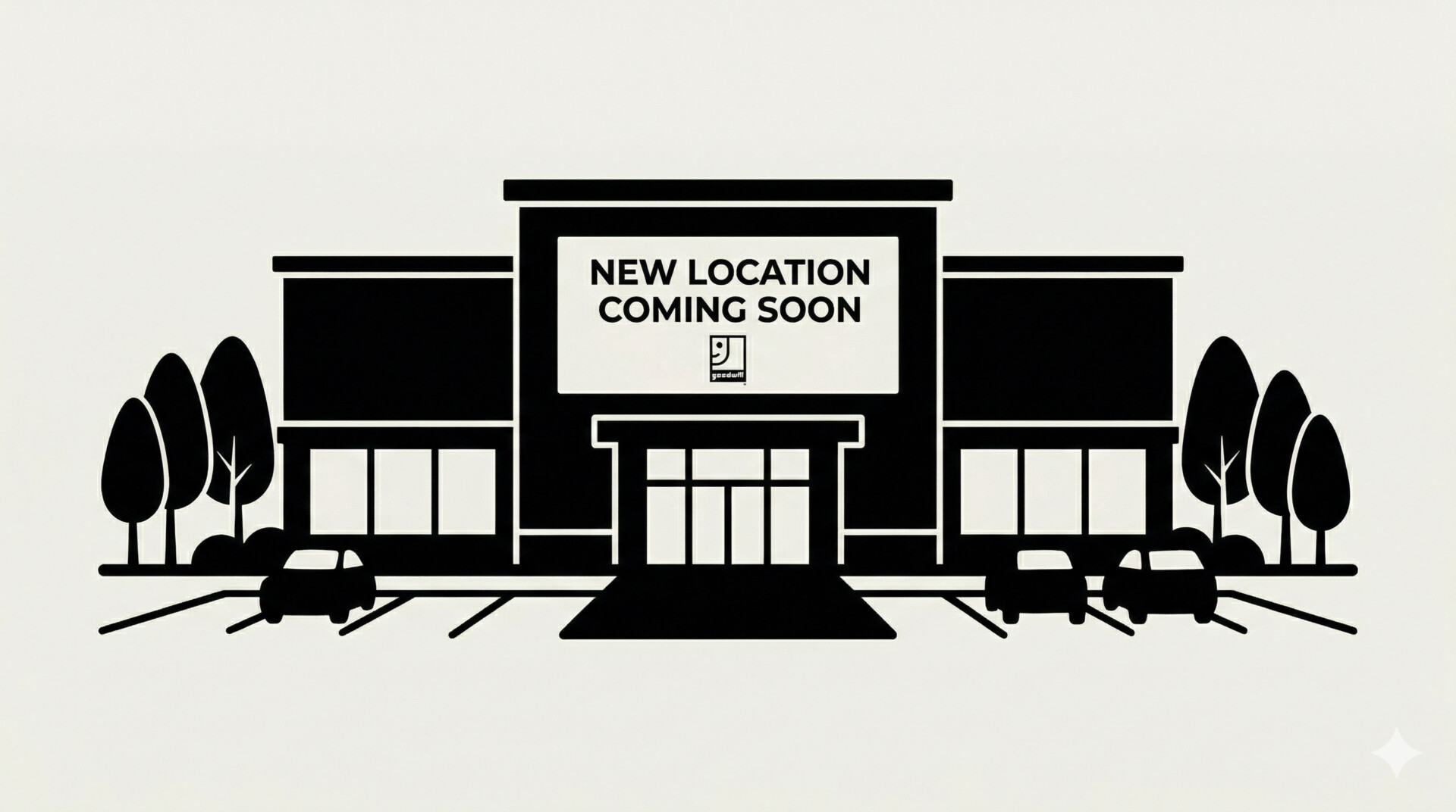 Storefront illustration with New Location Coming Soon sign
