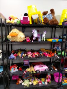 Toy shelf from Ohio Valley Goodwill