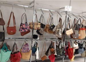 Purses on display at Goodwill store