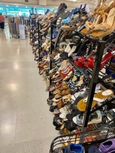 Shoe rack at Ohio Valley Goodwill Store