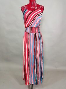 Mannequin dressed in Red and blue striped sundress